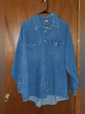 Vintage Big Ben Denim Shirt Pearl Snaps Sz 3xl Long